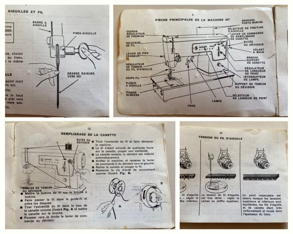 Pages du manuel d'instructions de la machine à coudre Singer 447