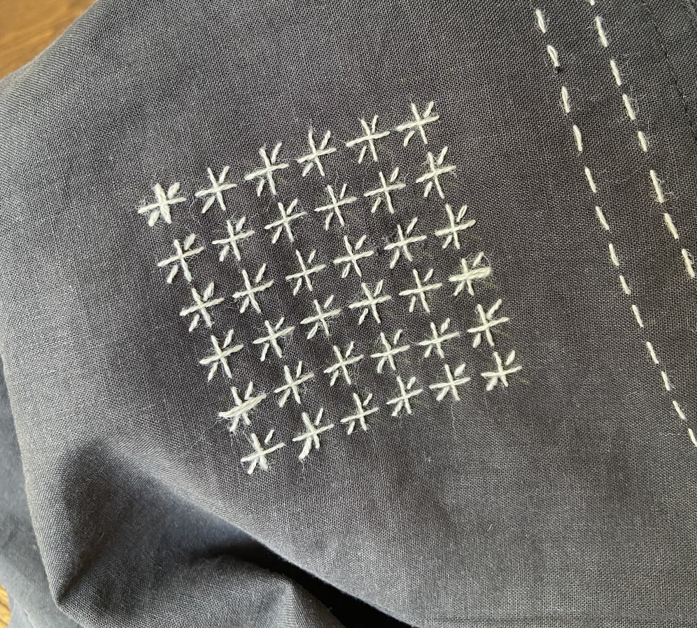 Broderie sur les points en diagonale de gauche à droite